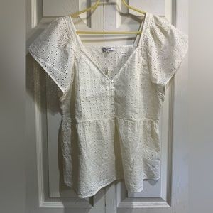 Madewell Eyelet Peplum Beige Top in Size Small